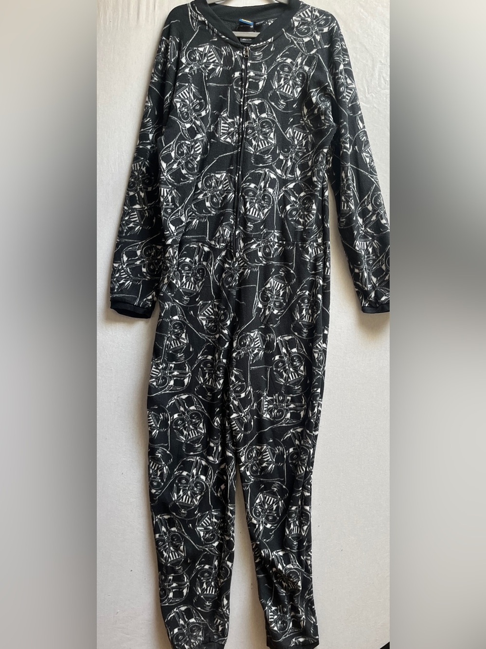 Star Wars Mens Fleece One Piece Pajamas Onesie Sleeper Black White (See Size)